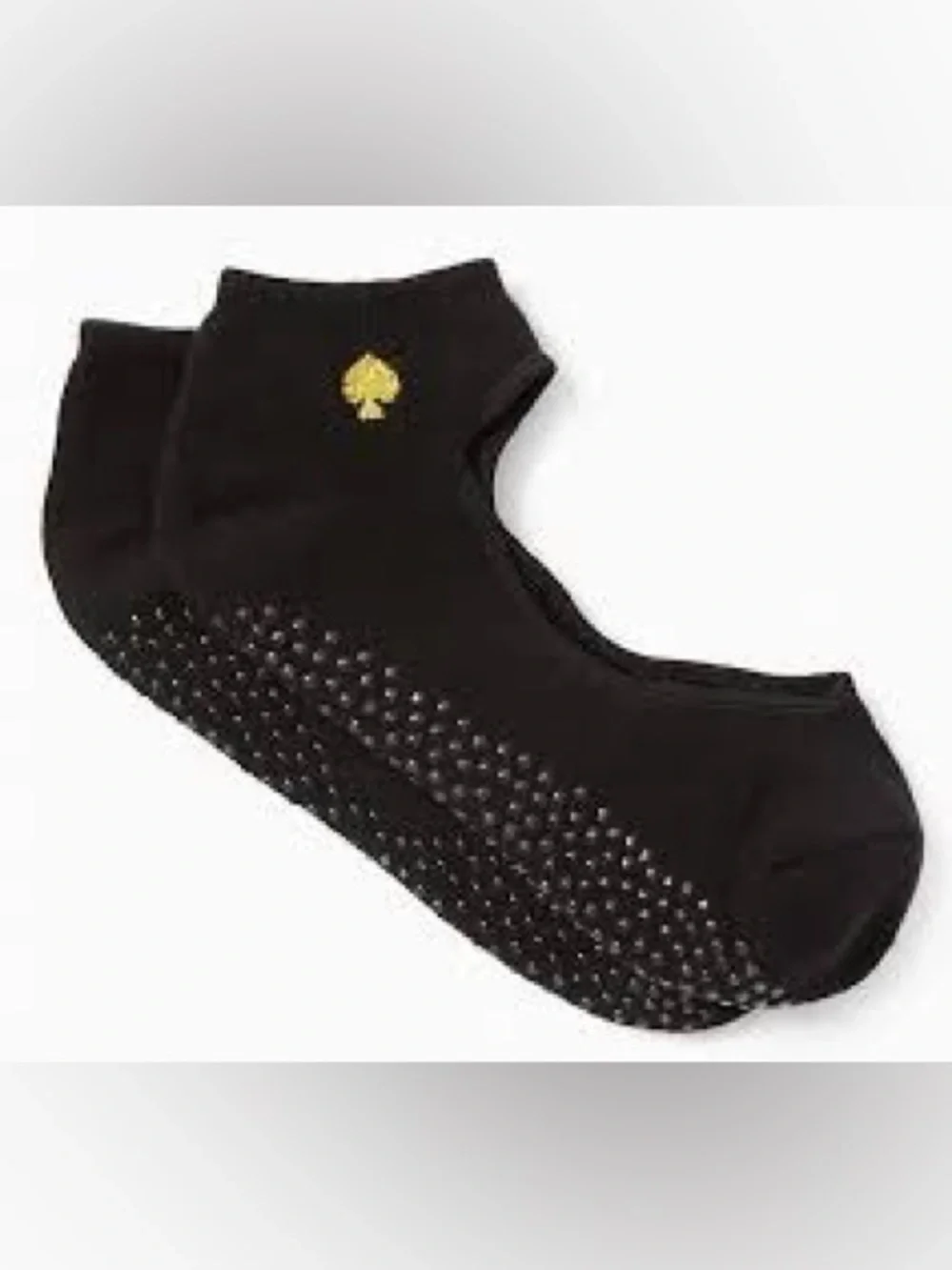 kate spade Black Barre Grip Socks with Gold Spade